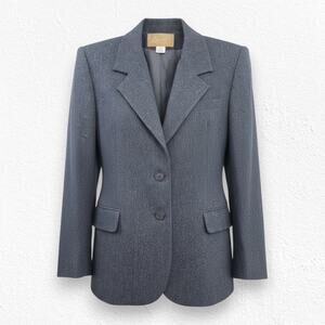 Vintage 90s Saville Gray Wool Blend Blazer Size 12 Made in USA Office Career